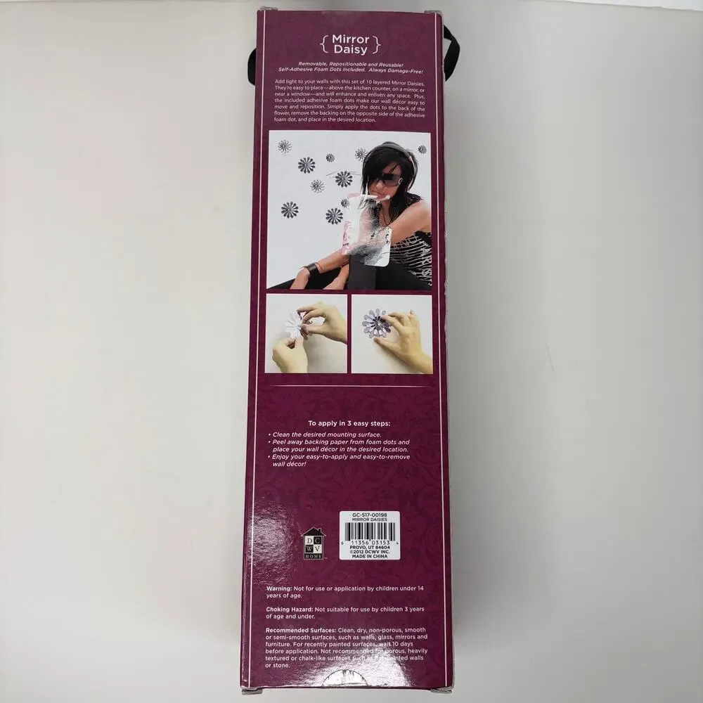 Mirror Purple Daisy Wall Decor - 10 pieces NIB